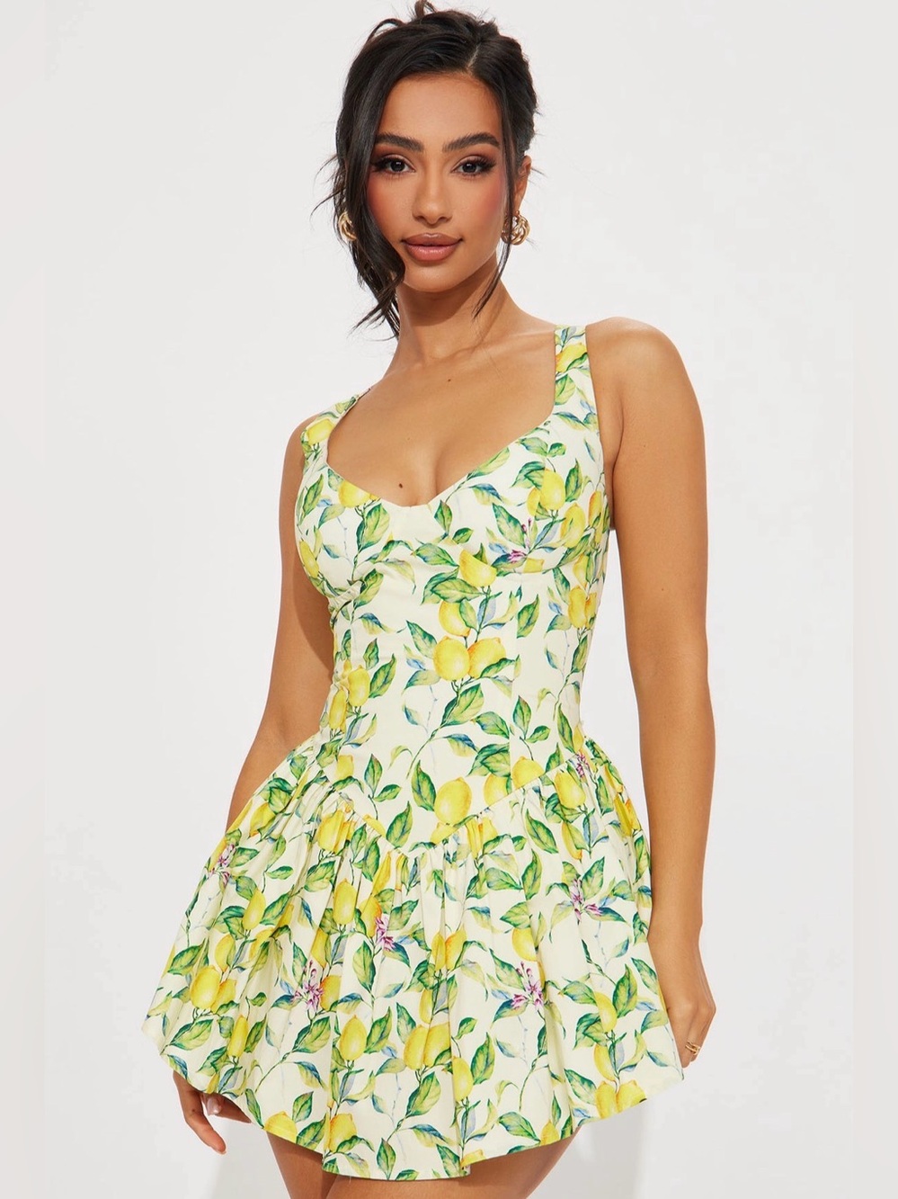 NWT Fashion Nova Caitlyn Lemon Micro Mini Dress with Shorts